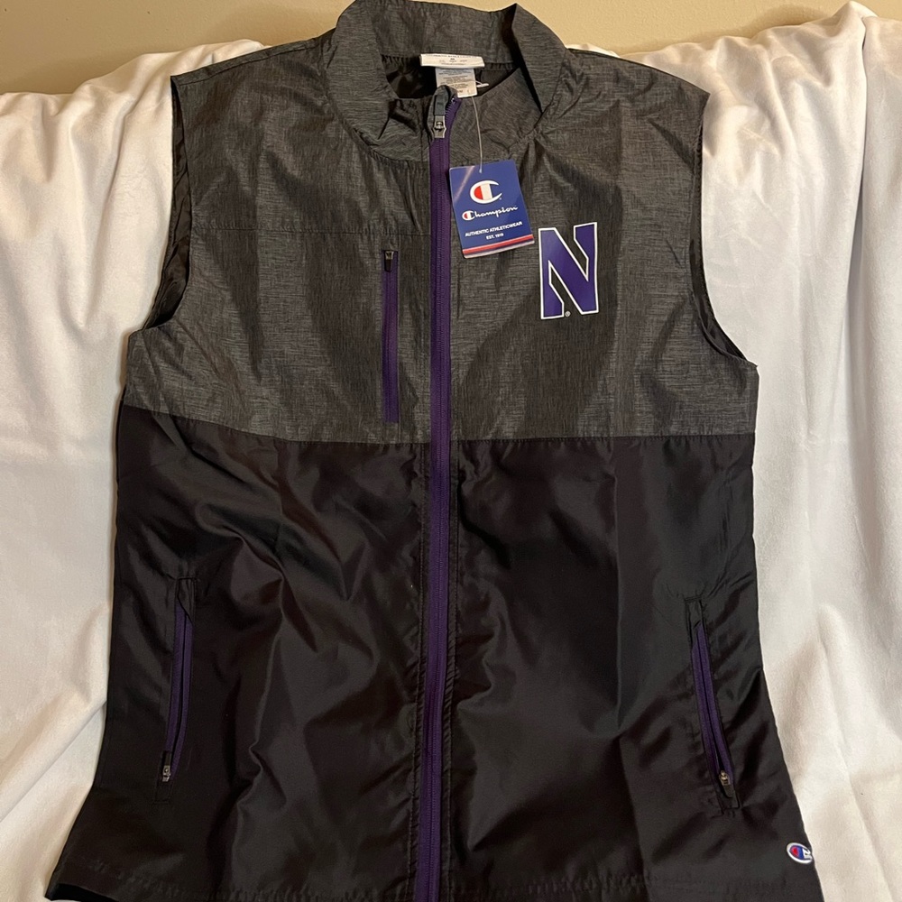 Champion Men's Vest Jacket Northwesten Sleeveless Golf Black NWT - Picture 1 of 4